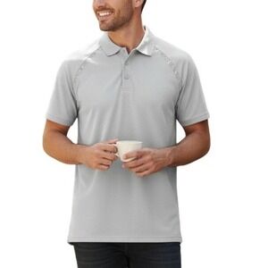 Ashe Xtream Polo Shirt Men XXL Frost Silver Golf UV Moisture Wicking Sport NWT